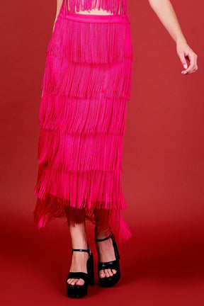 ENDLESS ROSE - Fringe Tiered Maxi Skirt - SKIRTS available at Objectrare