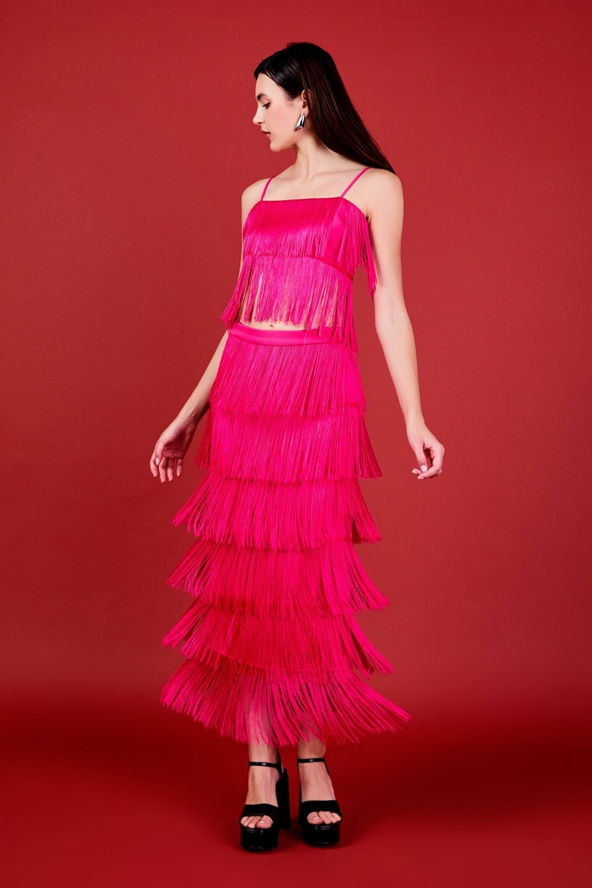 ENDLESS ROSE - Fringe Tiered Maxi Skirt - SKIRTS available at Objectrare