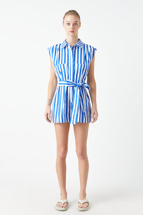 GREY LAB - Striped Pintuck Romper - ROMPERS available at Objectrare