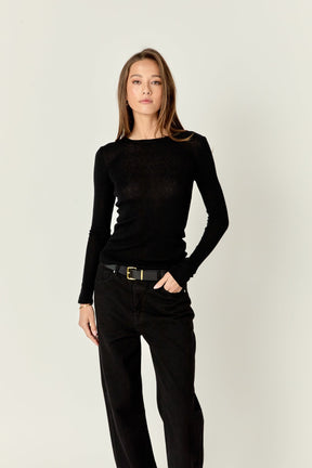 ENGLISH FACTORY - Loose Knit Long Sleeve Top - TOPS available at Objectrare