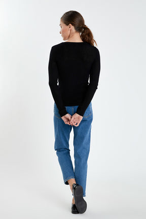 ENGLISH FACTORY - Loose Knit Long Sleeve Top - TOPS available at Objectrare
