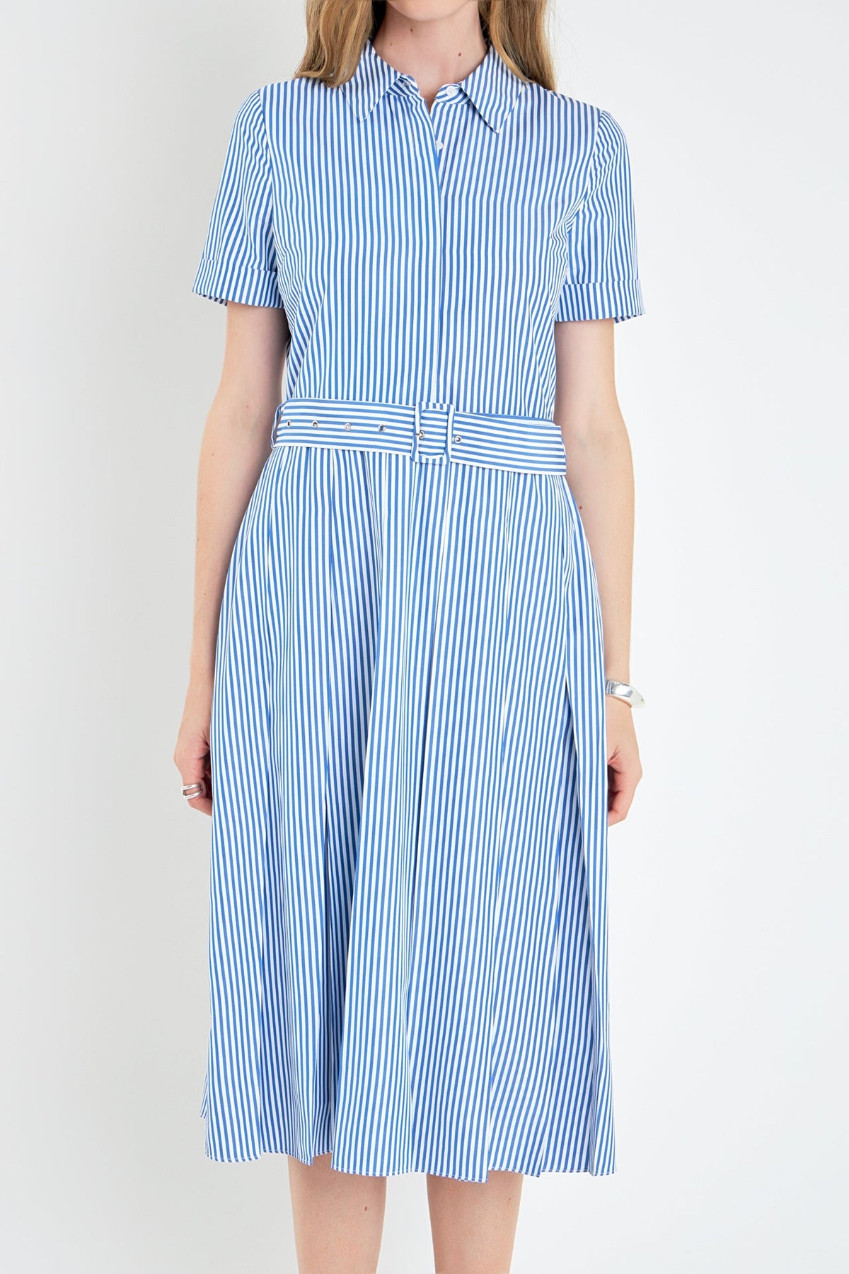 ENGLISH FACTORY - Striped Belted Midi Dress - DRESSES available at Objectrare