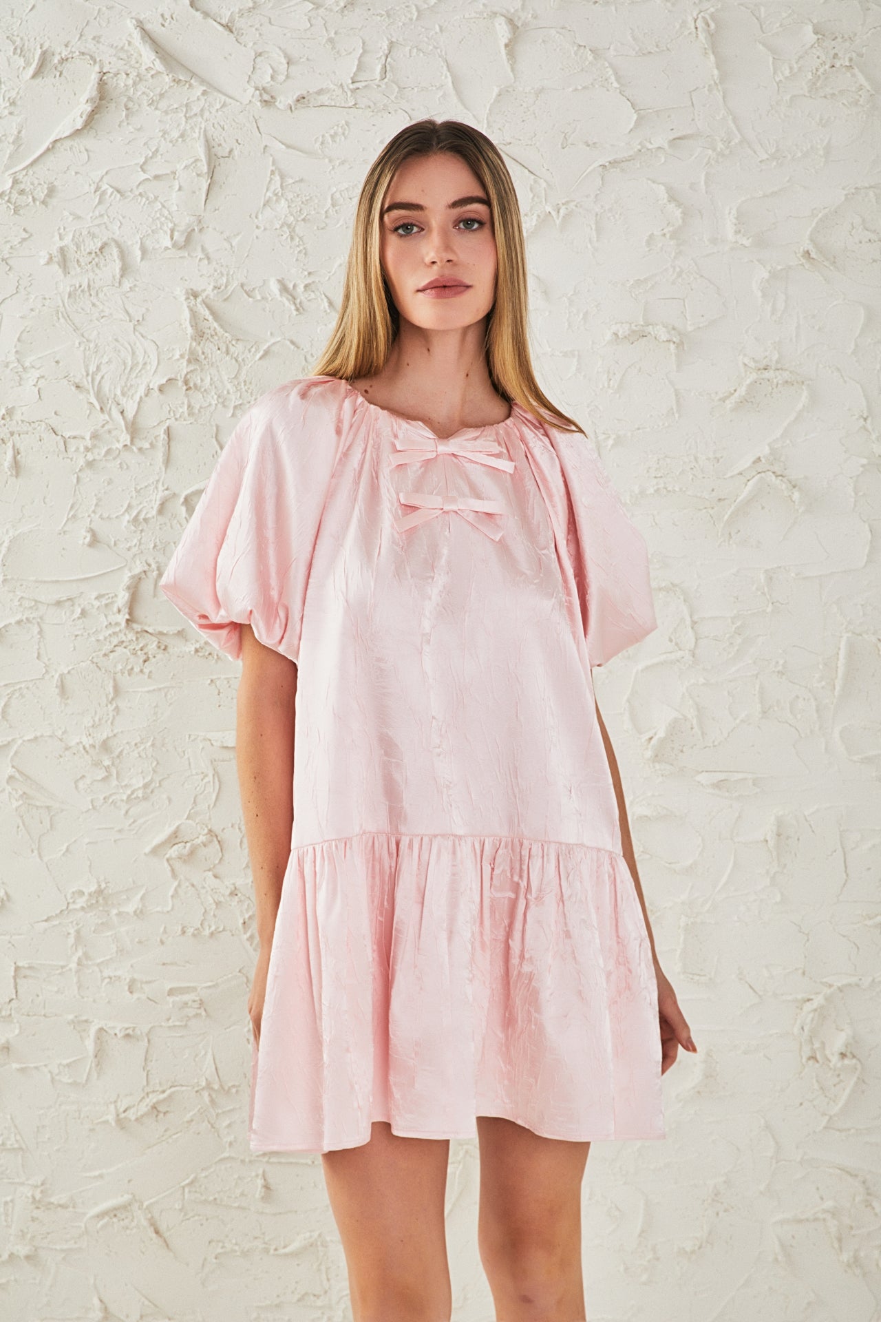 ENDLESS ROSE - Sheen Bow Detail Mini Dress - DRESSES available at Objectrare