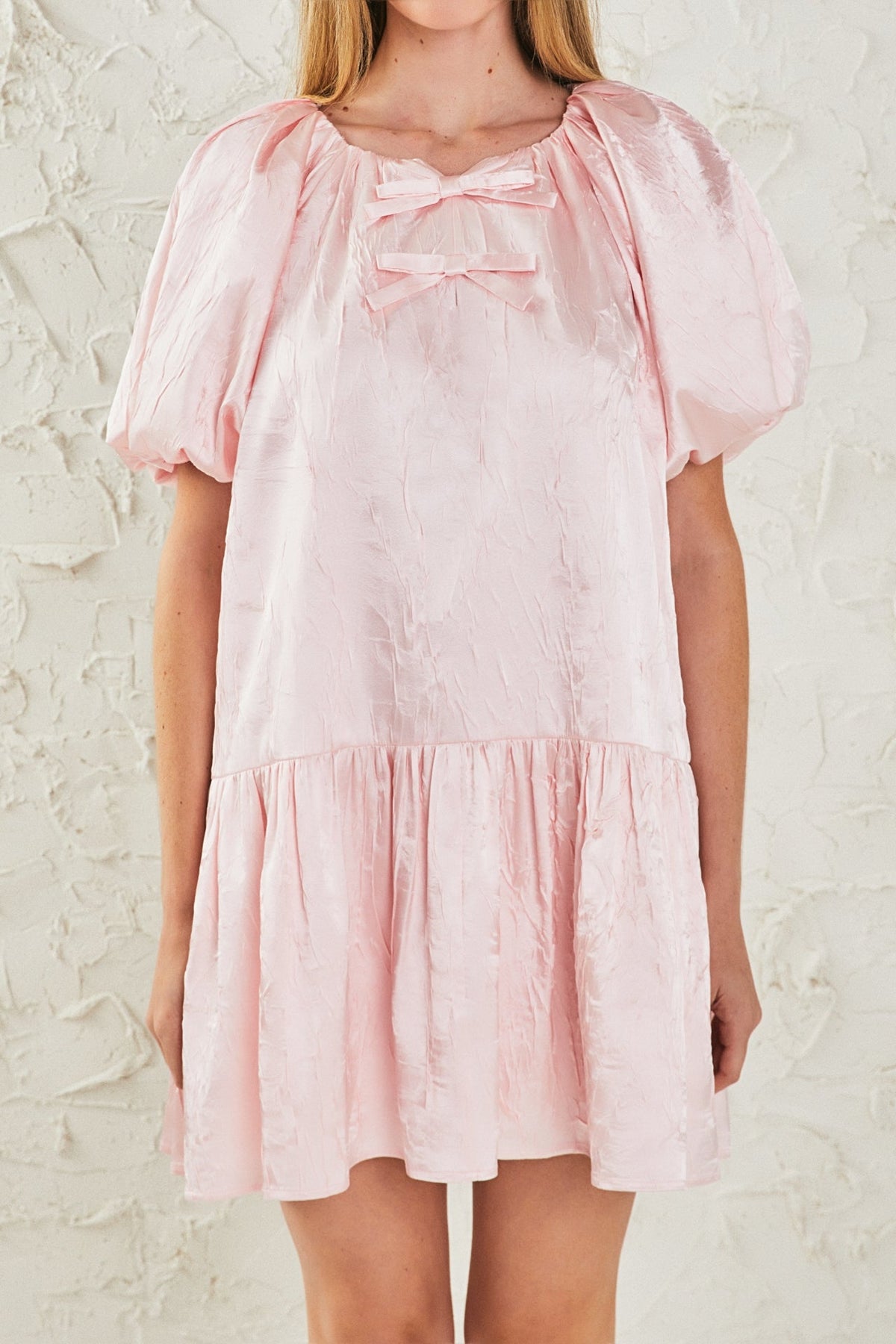ENDLESS ROSE - Sheen Bow Detail Mini Dress - DRESSES available at Objectrare