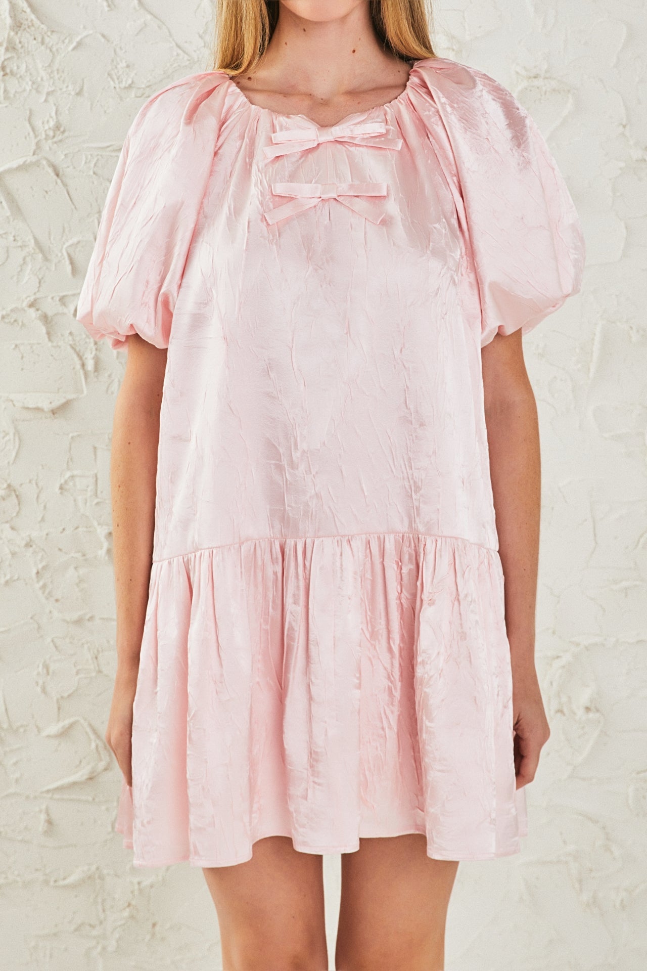 ENDLESS ROSE - Sheen Bow Detail Mini Dress - DRESSES available at Objectrare