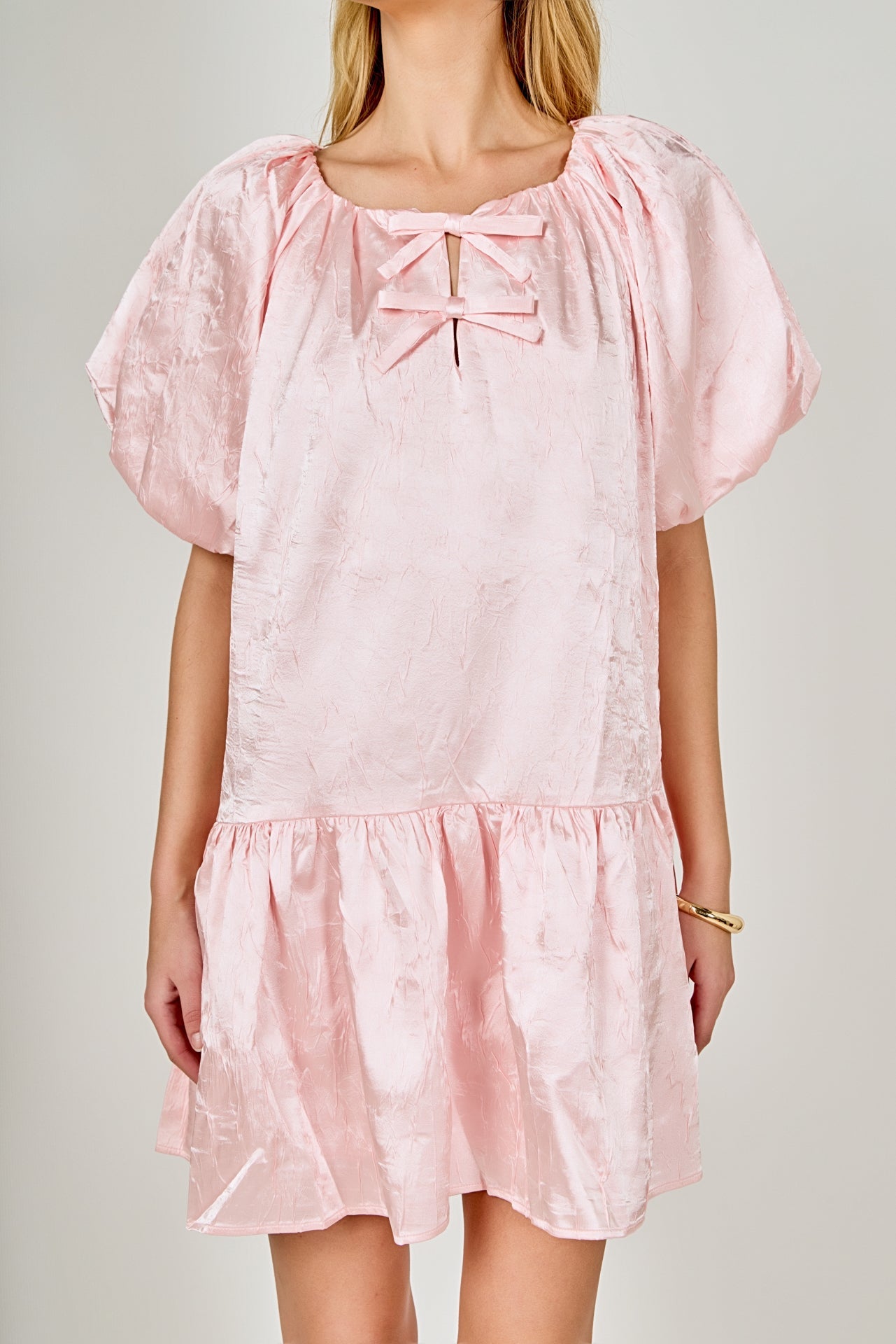 ENDLESS ROSE - Sheen Bow Detail Mini Dress - DRESSES available at Objectrare