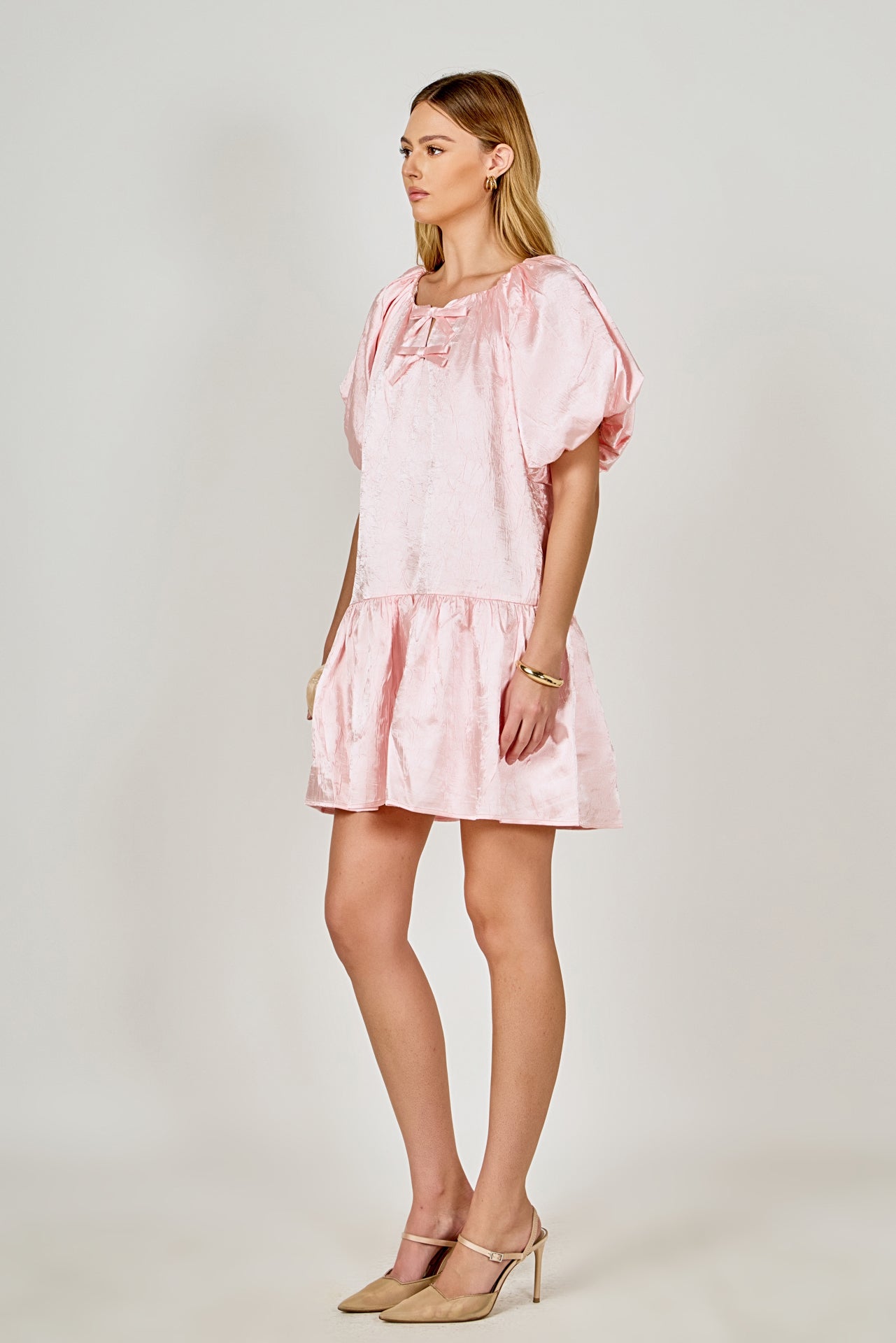 ENDLESS ROSE - Sheen Bow Detail Mini Dress - DRESSES available at Objectrare