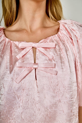 ENDLESS ROSE - Sheen Bow Detail Mini Dress - DRESSES available at Objectrare
