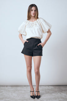 ENDLESS ROSE - Sheen Crinkle Bow Detail Top - TOPS available at Objectrare