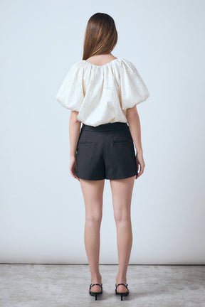 ENDLESS ROSE - Sheen Crinkle Bow Detail Top - TOPS available at Objectrare