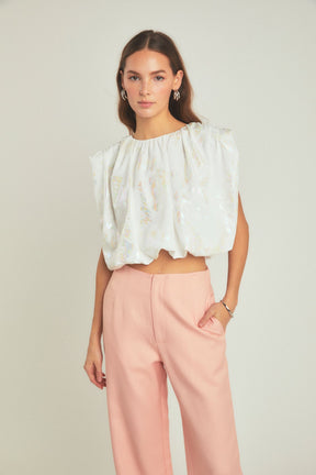 ENDLESS ROSE - Printed Foil Sleeveless Top - TOPS available at Objectrare