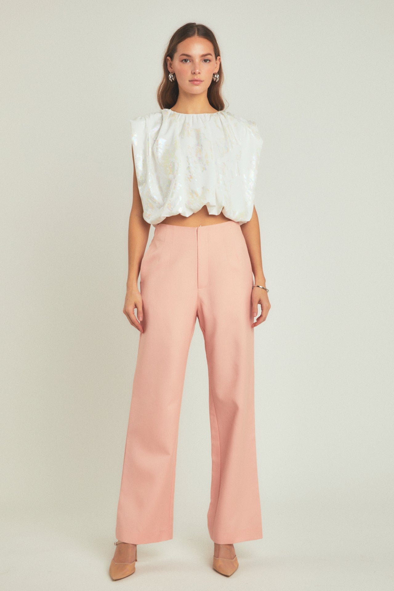 ENDLESS ROSE - Printed Foil Sleeveless Top - TOPS available at Objectrare
