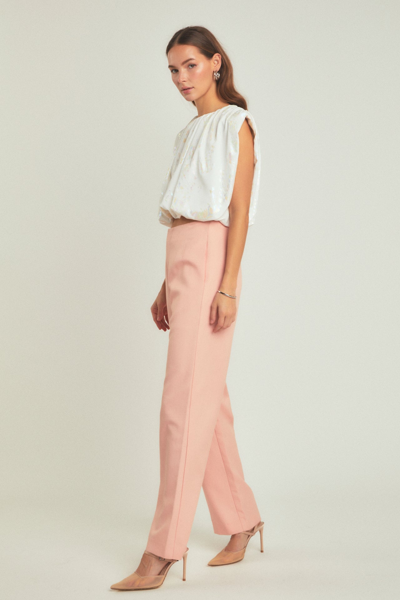 ENDLESS ROSE - Printed Foil Sleeveless Top - TOPS available at Objectrare