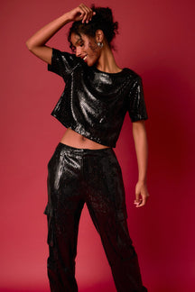 ENDLESS ROSE - Endless Rose - Sequins Cropped Top - TOPS available at Objectrare