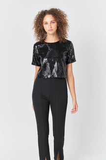 ENDLESS ROSE - Endless Rose - Sequins Cropped Top - T-SHIRTS available at Objectrare