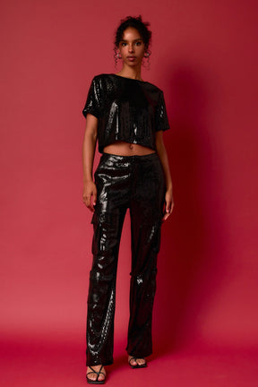 ENDLESS ROSE - Endless Rose - Sequins Cropped Top - TOPS available at Objectrare