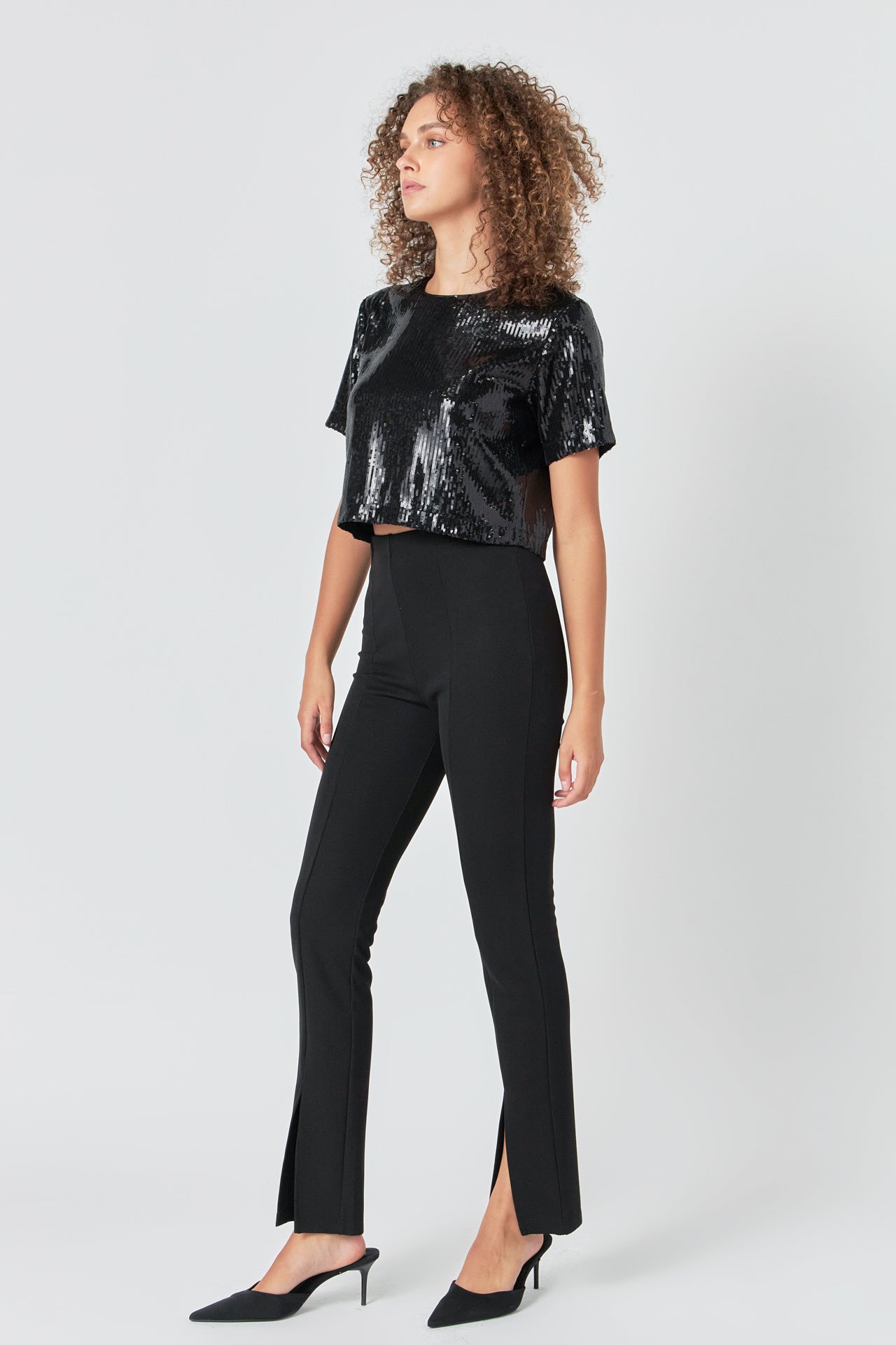 ENDLESS ROSE - Sequins Cropped T Top - T-SHIRTS available at Objectrare