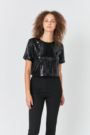 ENDLESS ROSE - Endless Rose - Sequins Cropped Top - T-SHIRTS available at Objectrare