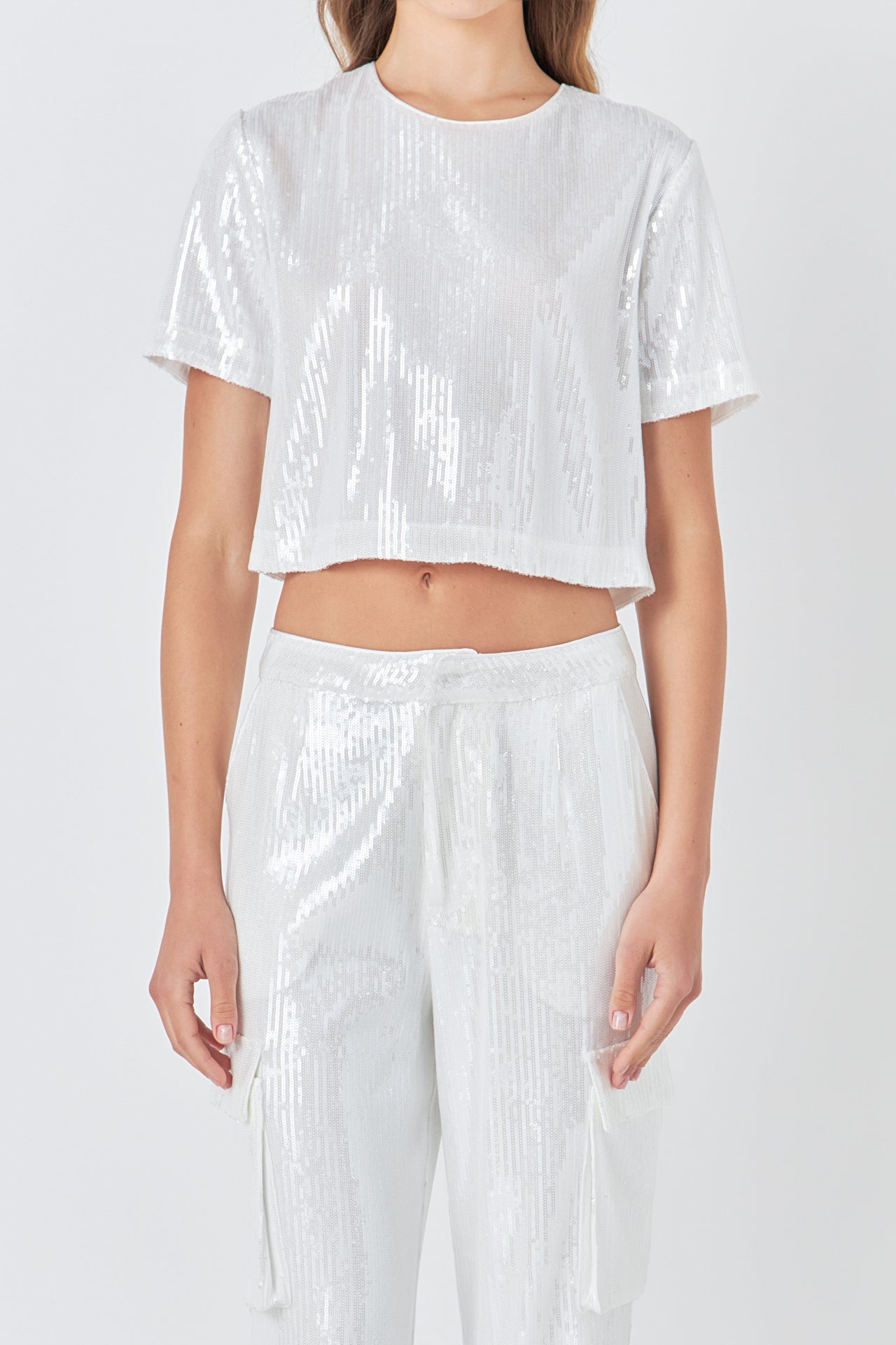 ENDLESS ROSE - Sequins Cropped T Top - T-SHIRTS available at Objectrare