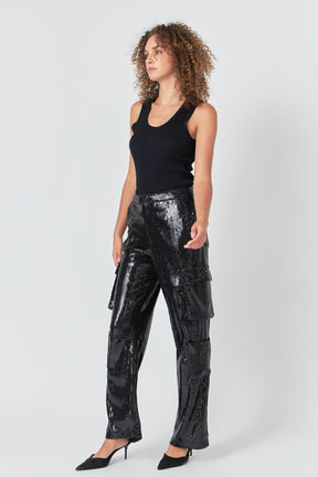 ENDLESS ROSE - Sequins Cargo Pants - PANTS available at Objectrare