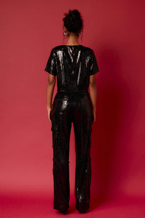 ENDLESS ROSE - Endless Rose - Sequins Cargo Pants - PANTS available at Objectrare