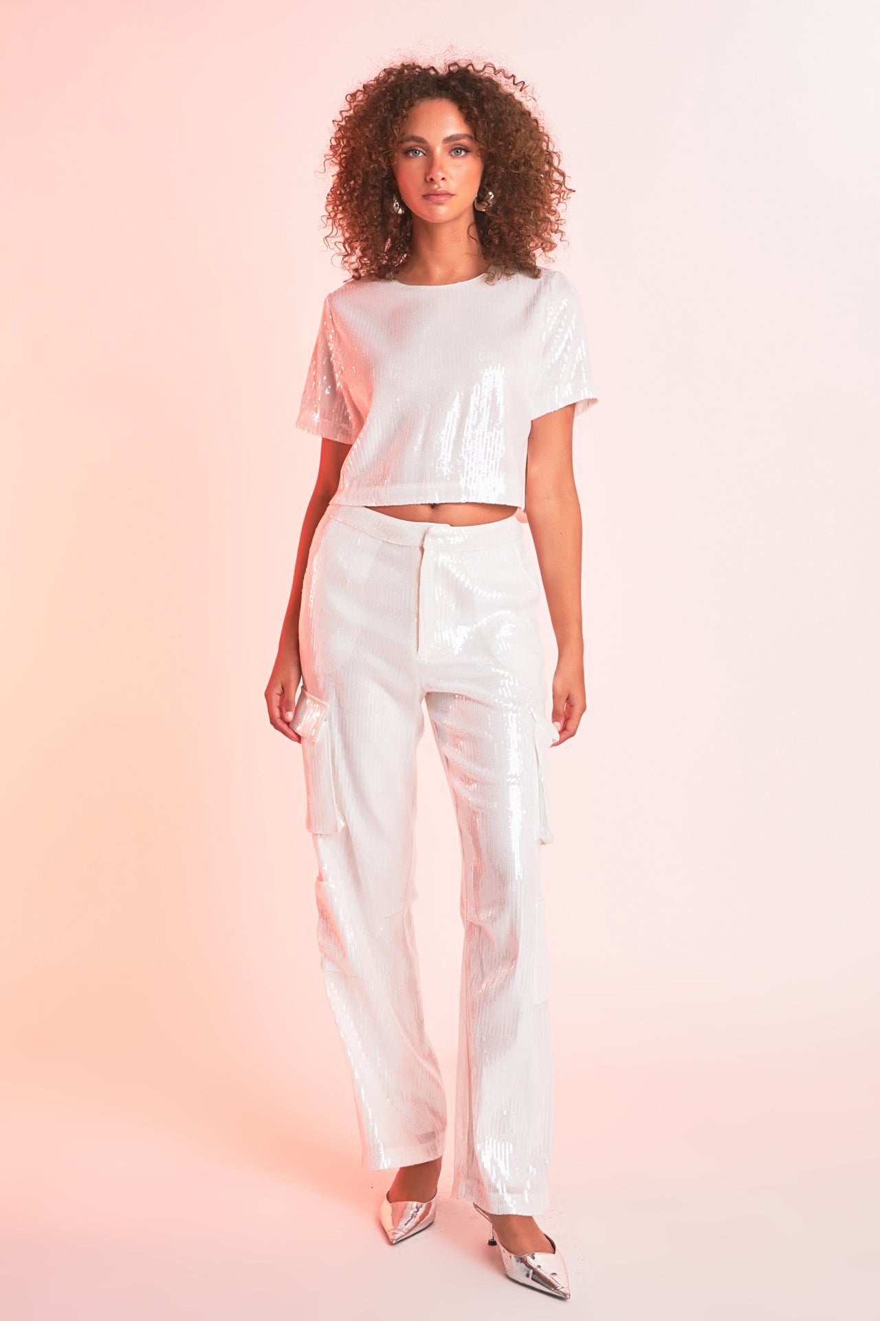 ENDLESS ROSE - Endless Rose - Sequins Cargo Pants - PANTS available at Objectrare