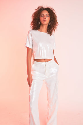 ENDLESS ROSE - Endless Rose - Sequins Cargo Pants - PANTS available at Objectrare