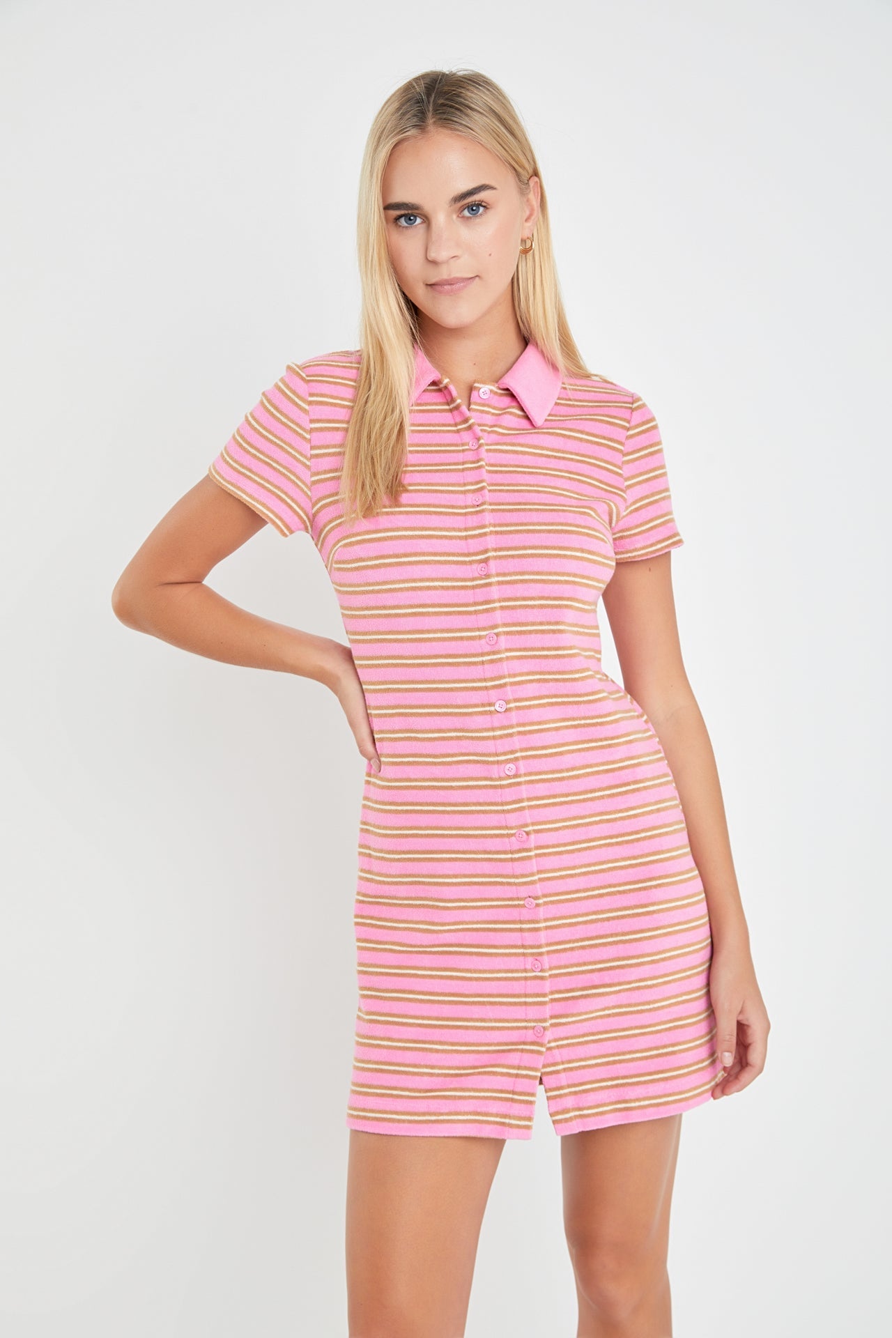 ENGLISH FACTORY - English Factory - Terry Striped Polo Dress - DRESSES available at Objectrare