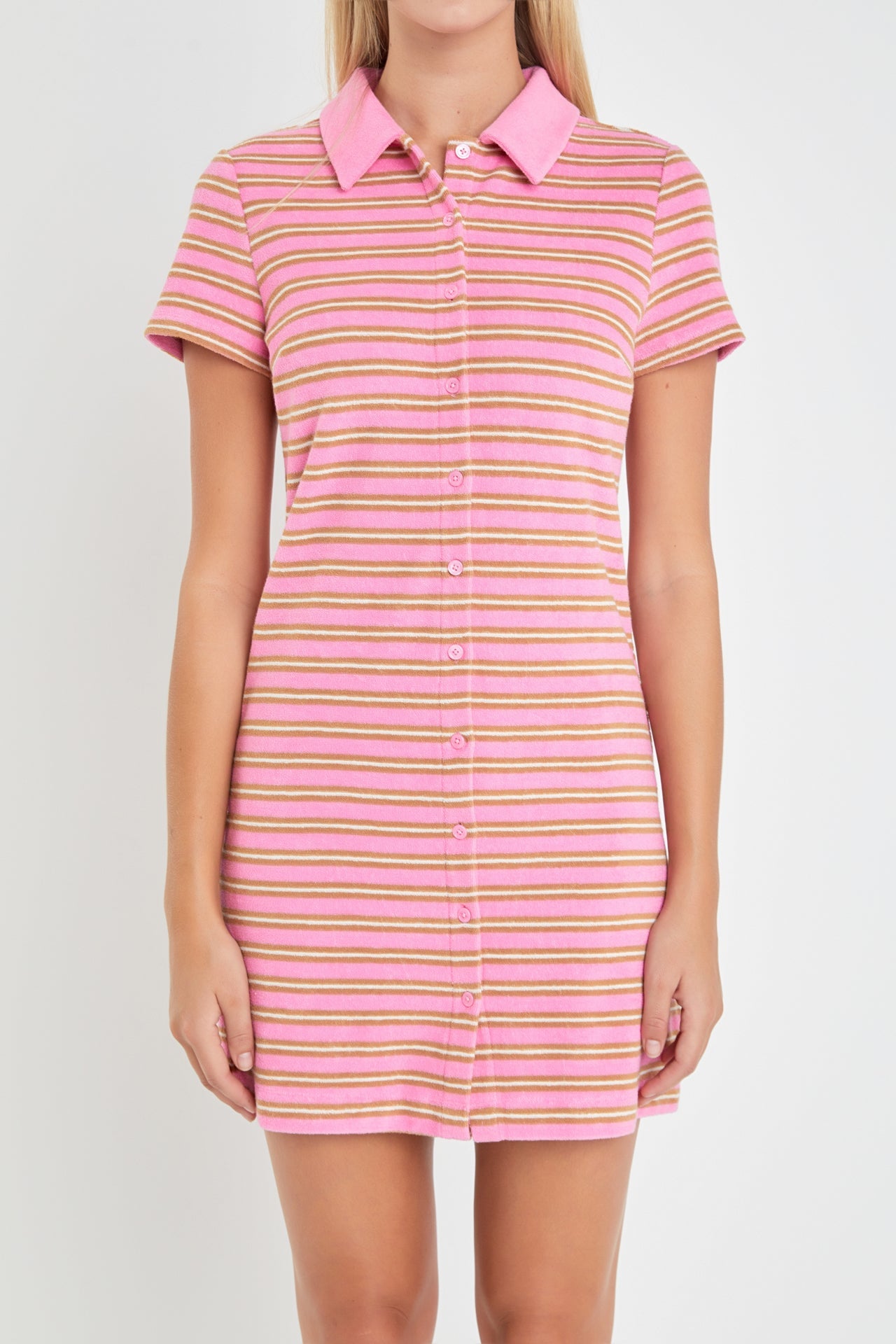 Terry Striped Polo Dress