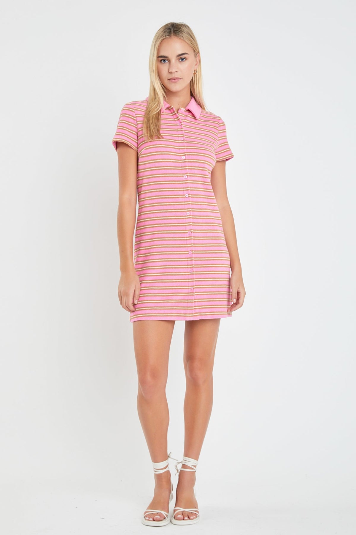 ENGLISH FACTORY - Terry Striped Polo Dress - DRESSES available at Objectrare