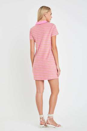 Terry Striped Polo Dress