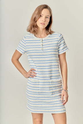 Fringed Striped Polo Mini Dress