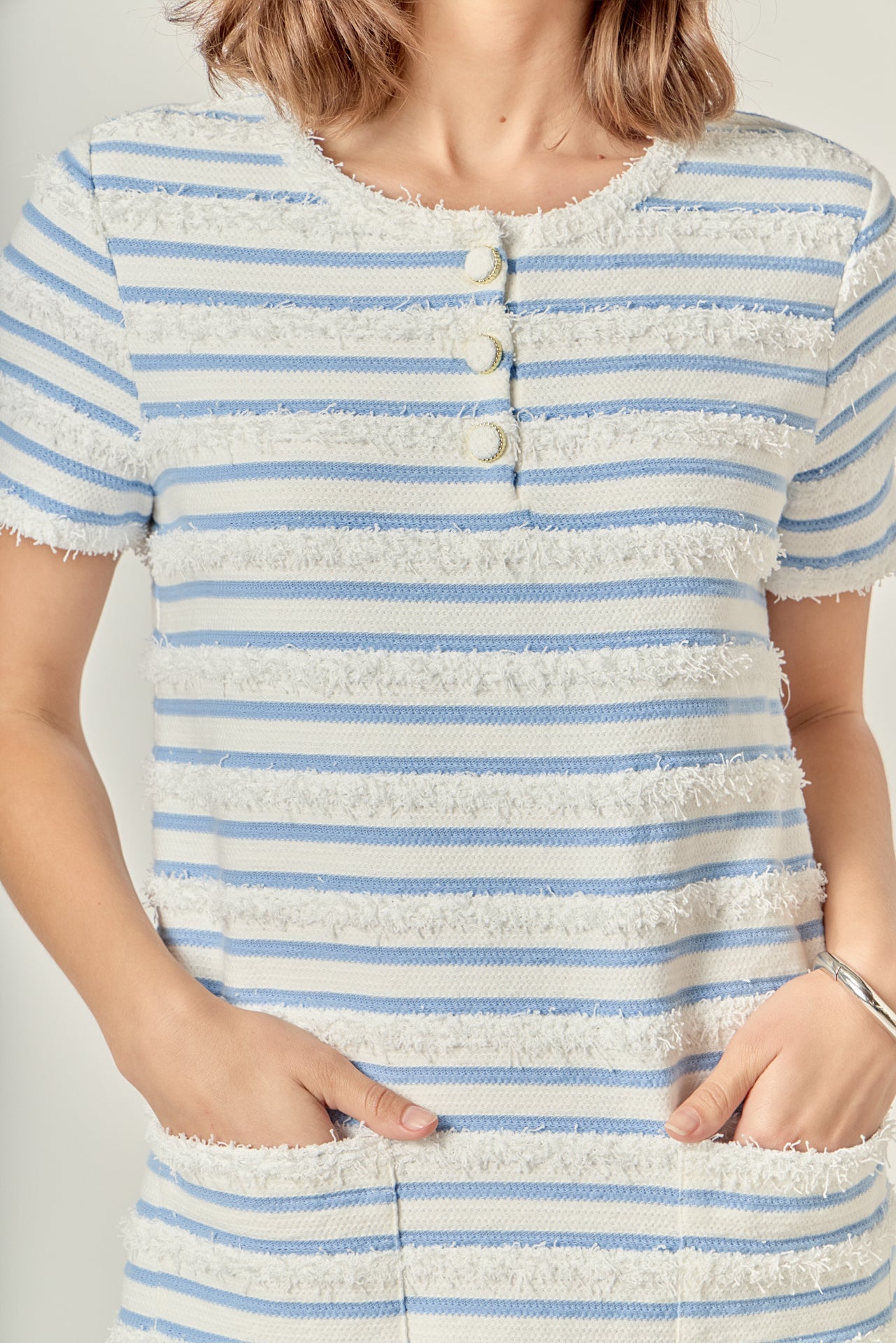 ENGLISH FACTORY - Fringed Striped Polo Mini Dress - DRESSES available at Objectrare