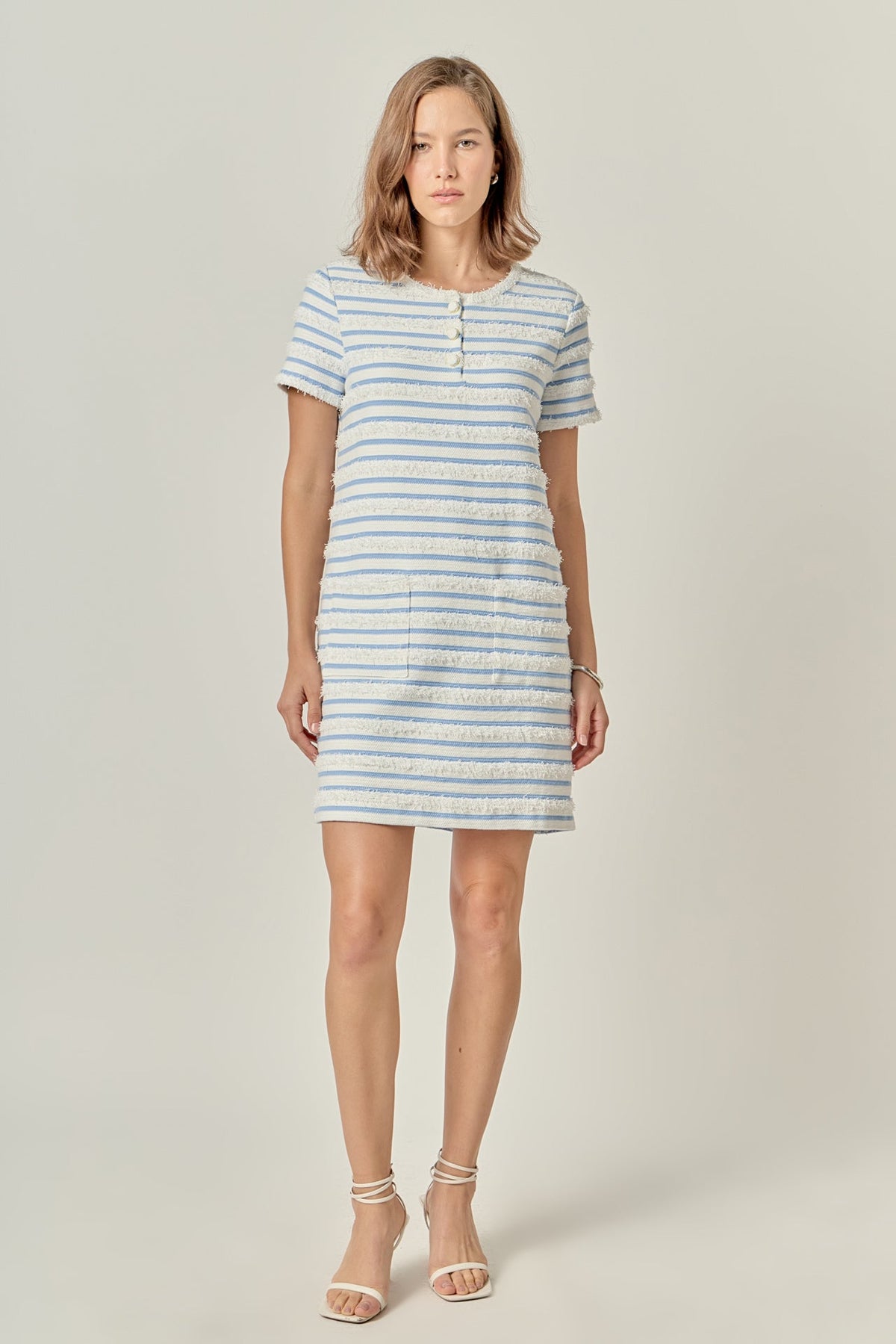 Fringed Striped Polo Mini Dress