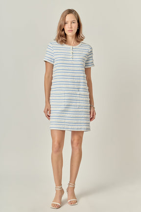 ENGLISH FACTORY - Fringed Striped Polo Mini Dress - DRESSES available at Objectrare