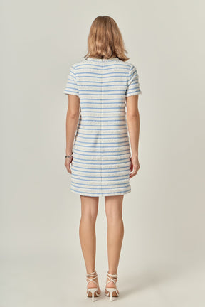 ENGLISH FACTORY - Fringed Striped Polo Mini Dress - DRESSES available at Objectrare