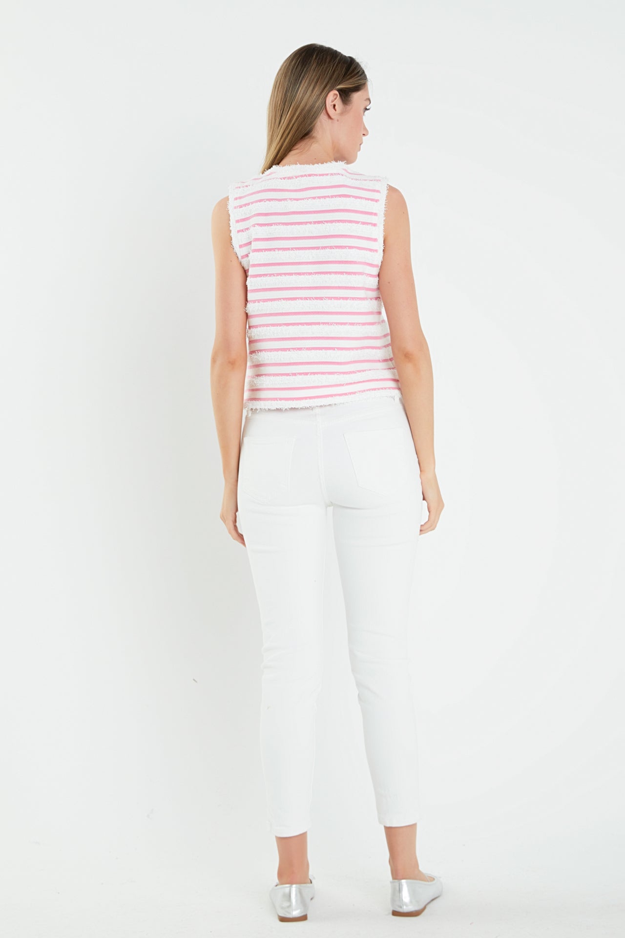 ENGLISH FACTORY - Fringed Striped Sleevless Top - TOPS available at Objectrare