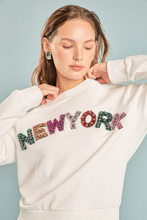 ENDLESS ROSE - Endless Rose - New York Embellished Sweatshirt - HOODIES &SWEATSHIRTS available at Objectrare