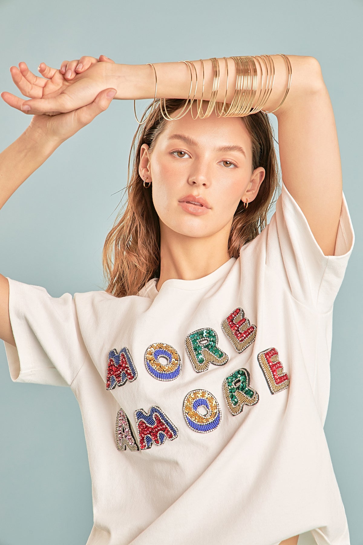 ENDLESS ROSE - More Amore Embellished Sweatshirt - T-SHIRTS available at Objectrare