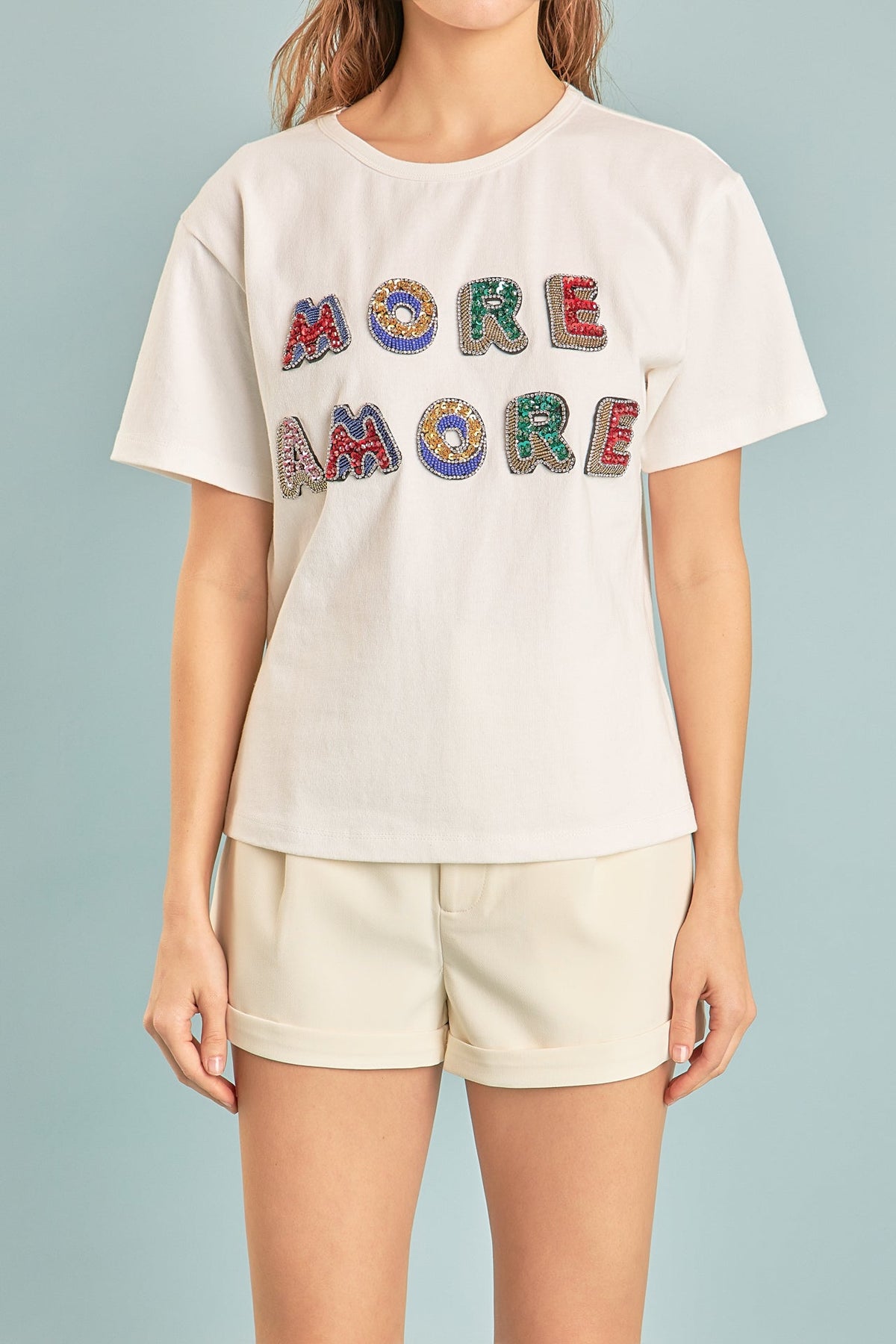 ENDLESS ROSE - More Amore Embellished T-Shirt - T-SHIRTS available at Objectrare