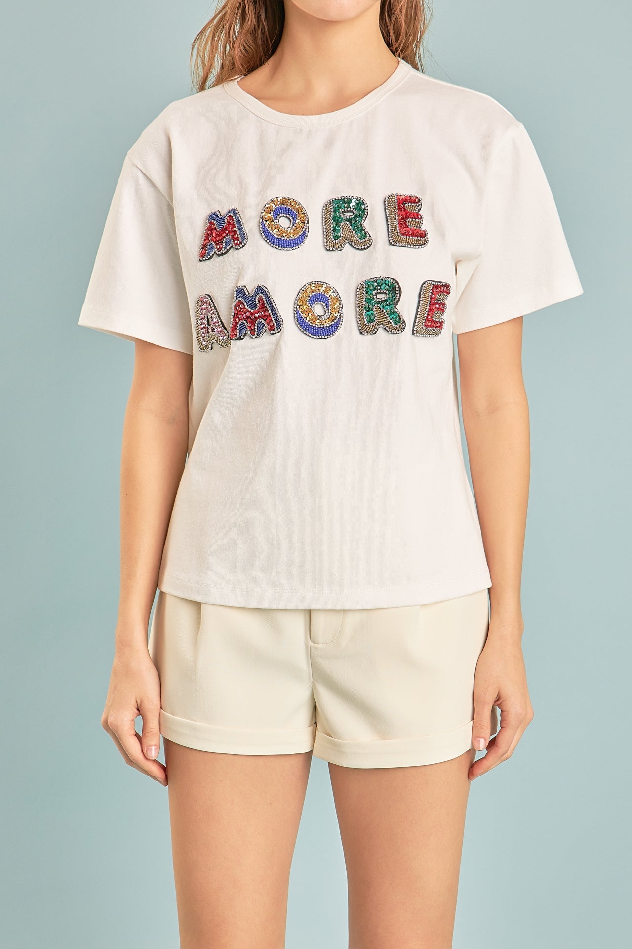 ENDLESS ROSE - More Amore Embellished T-Shirt - T-SHIRTS available at Objectrare