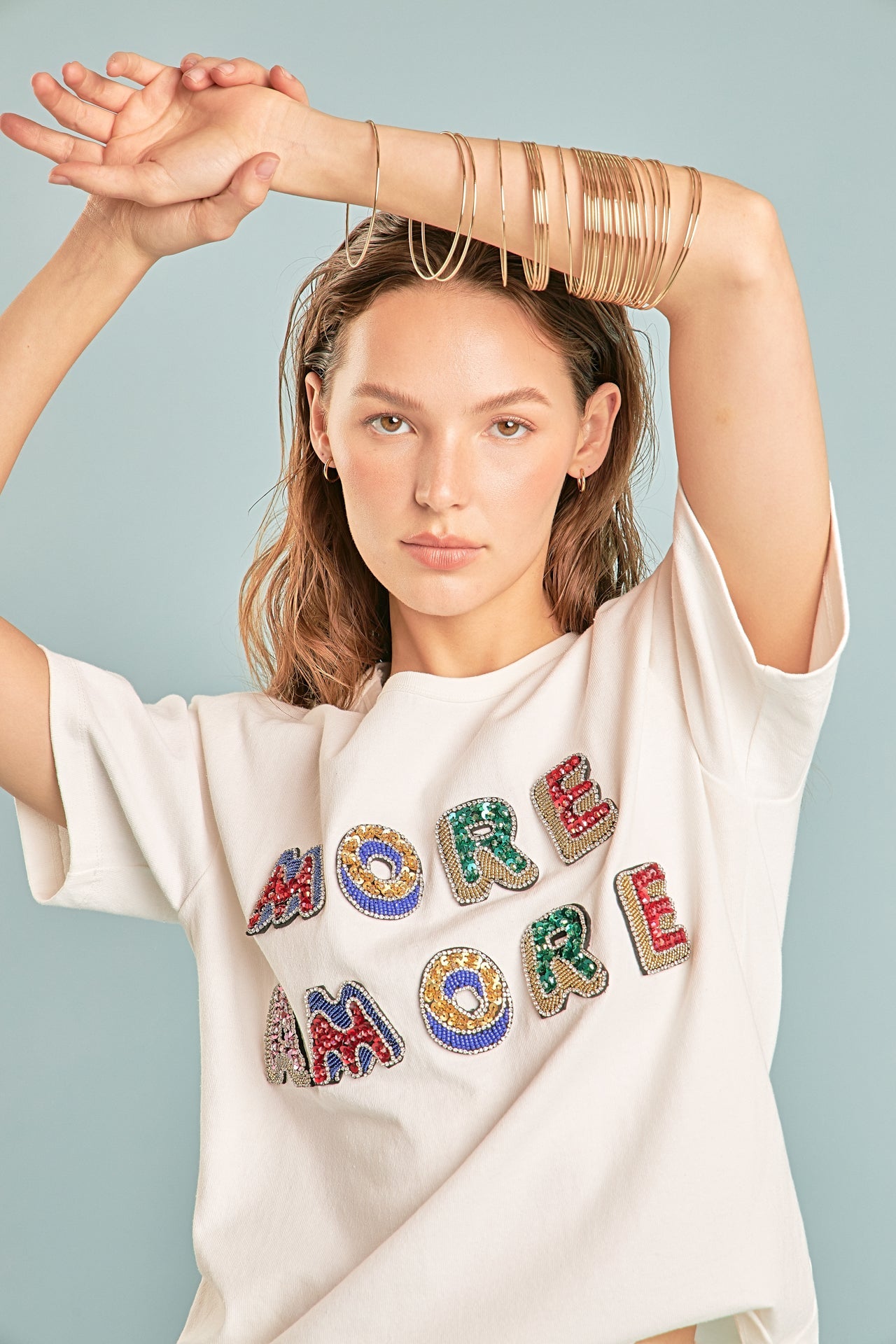 ENDLESS ROSE - More Amore Embellished T-Shirt - T-SHIRTS available at Objectrare