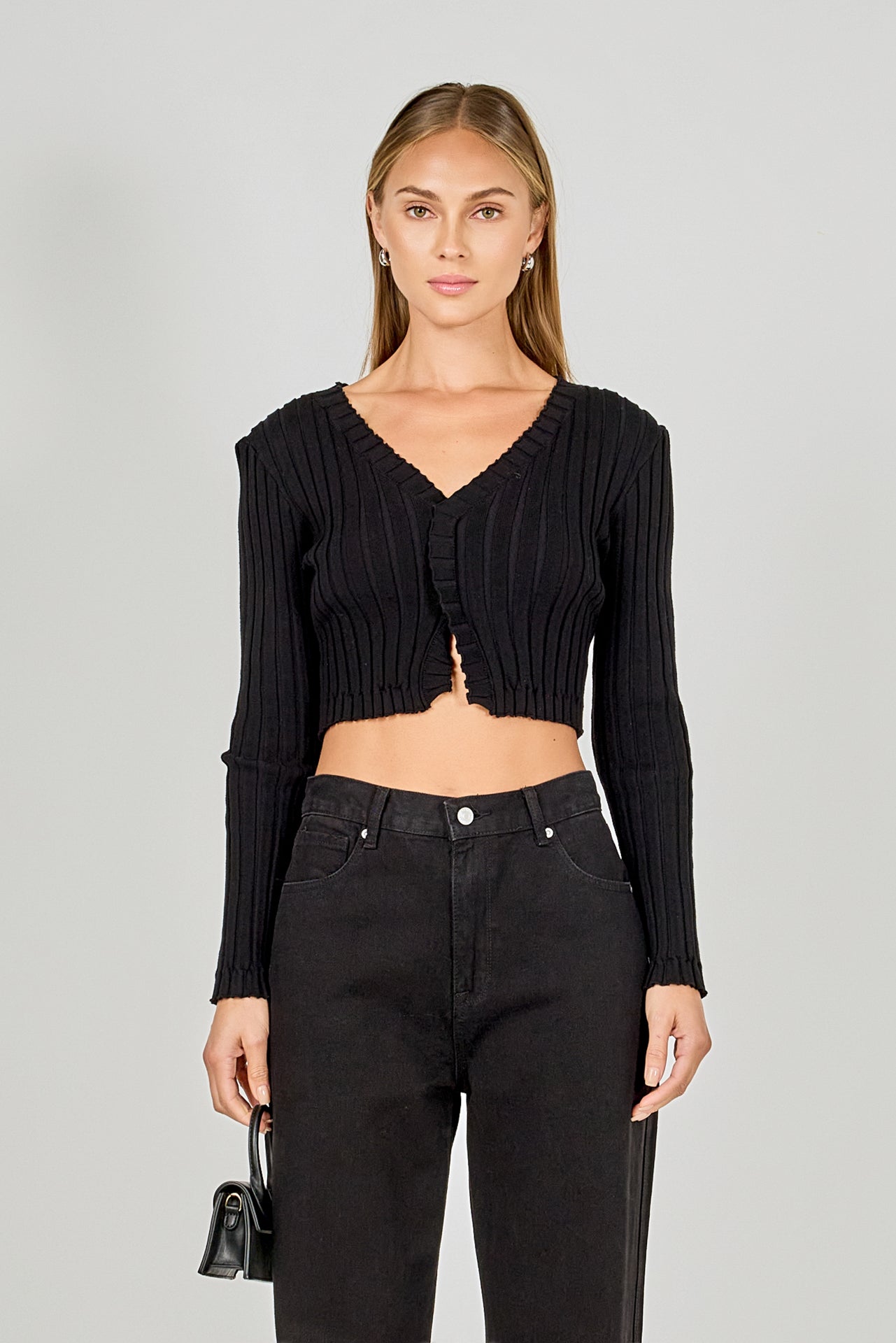 ENDLESS ROSE - Long Sleeve Ruffled Knit - TOPS available at Objectrare