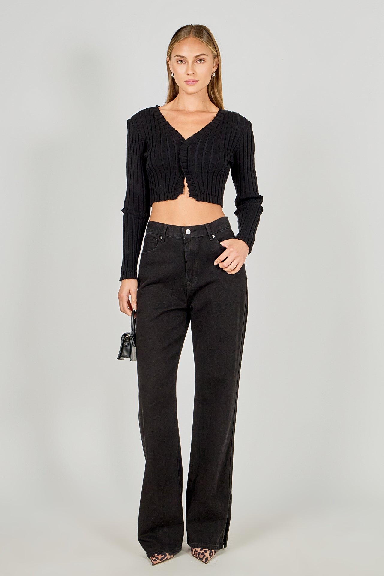 ENDLESS ROSE - Long Sleeve Ruffled Knit - TOPS available at Objectrare