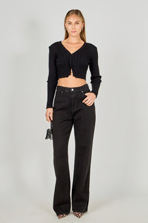 ENDLESS ROSE - Long Sleeve Ruffled Knit - TOPS available at Objectrare