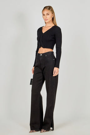 ENDLESS ROSE - Long Sleeve Ruffled Knit - TOPS available at Objectrare