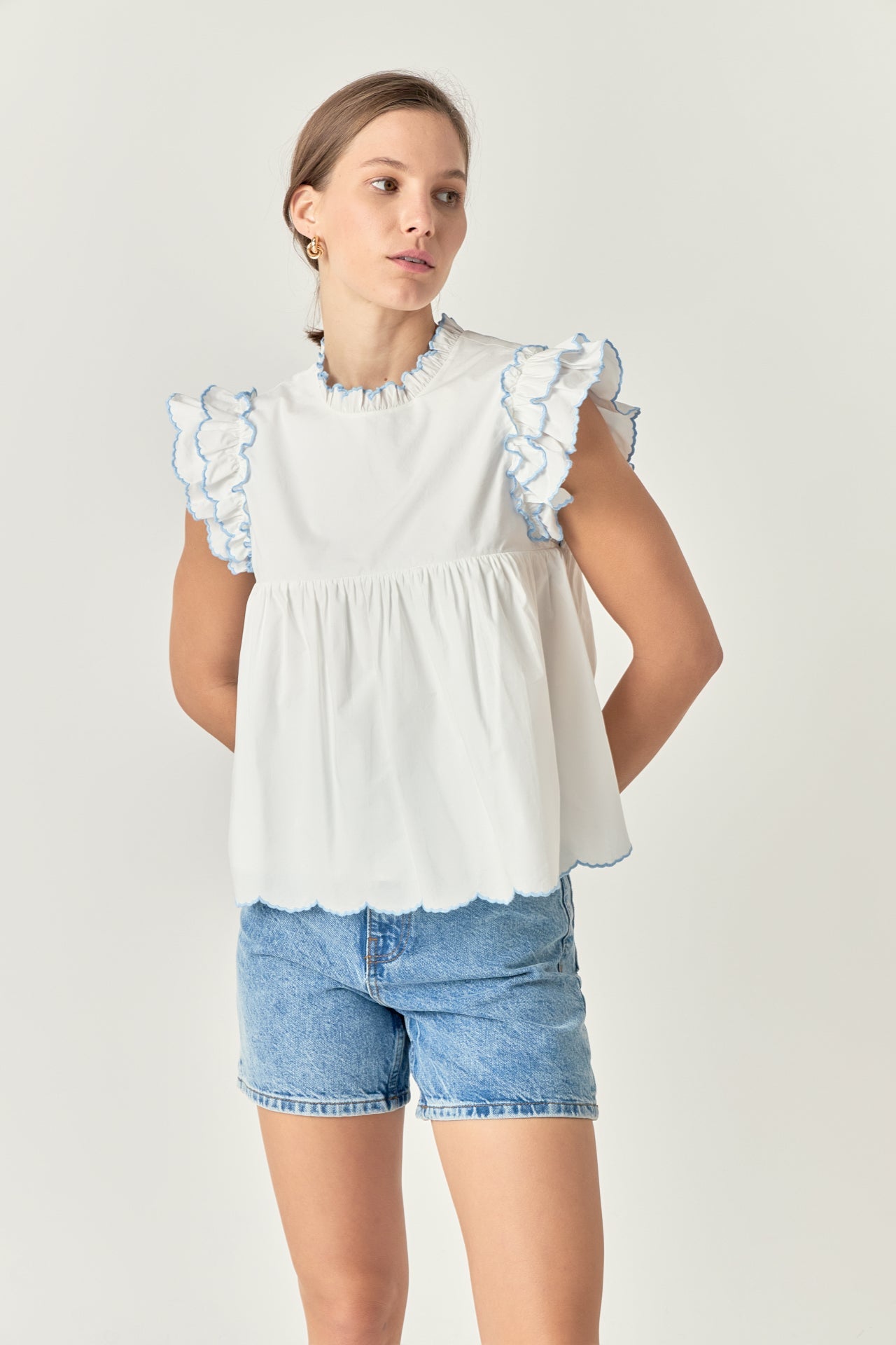 ENGLISH FACTORY - English Factory - Embroidered Scallop Top - TOPS available at Objectrare