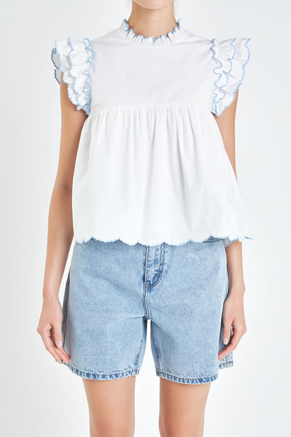 ENGLISH FACTORY - Embroidered Scallop Top - TOPS available at Objectrare