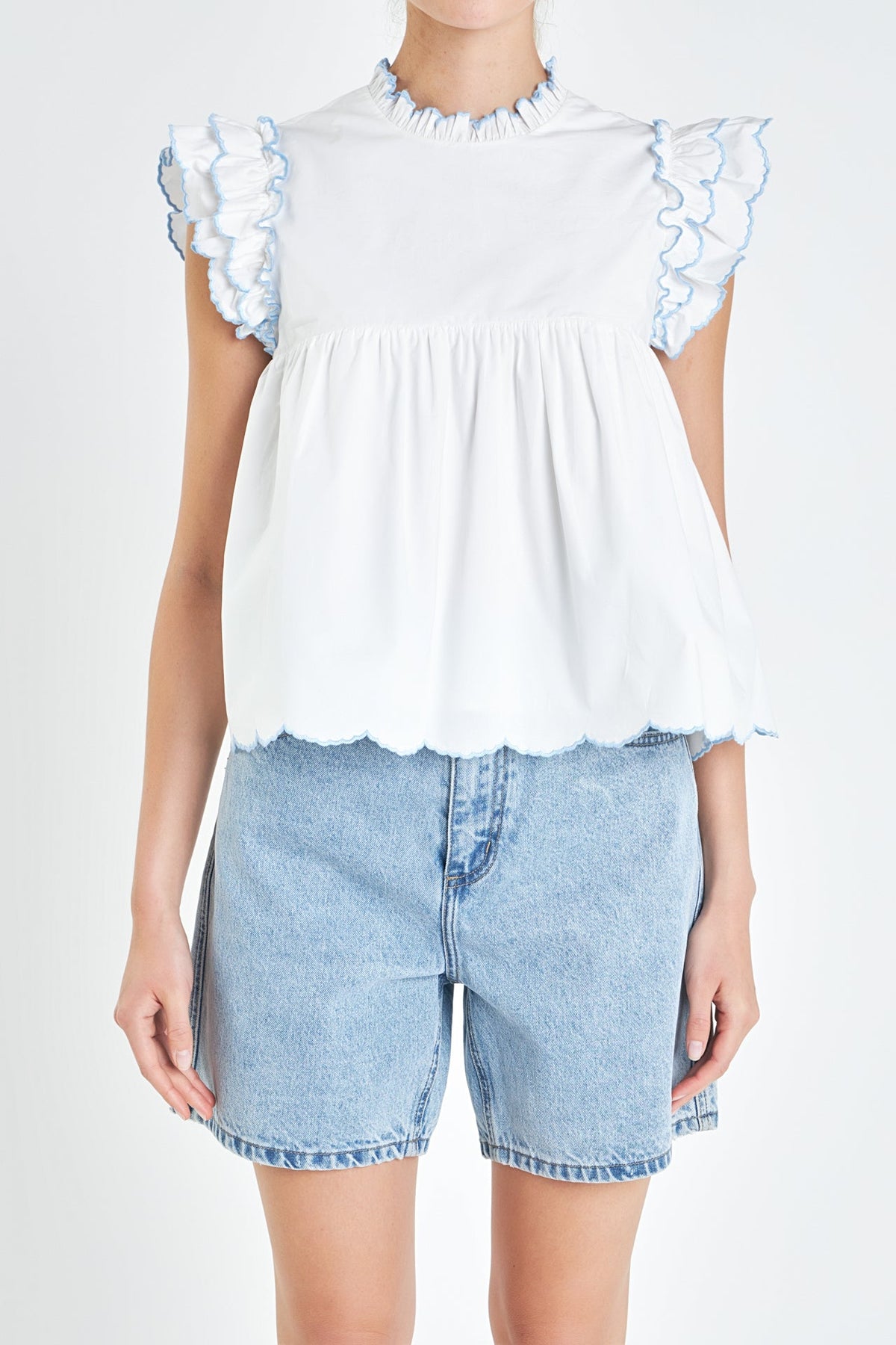 ENGLISH FACTORY - English Factory - Embroidered Scallop Top - TOPS available at Objectrare