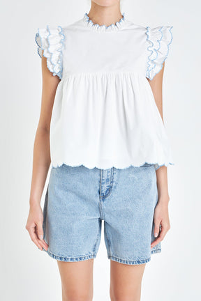 ENGLISH FACTORY - English Factory - Embroidered Scallop Top - TOPS available at Objectrare